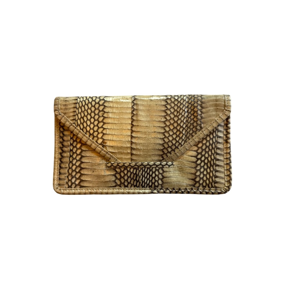 Beirn Vintage Genuin Python Snakeskin Leather Envelope Wallet Cream & Black